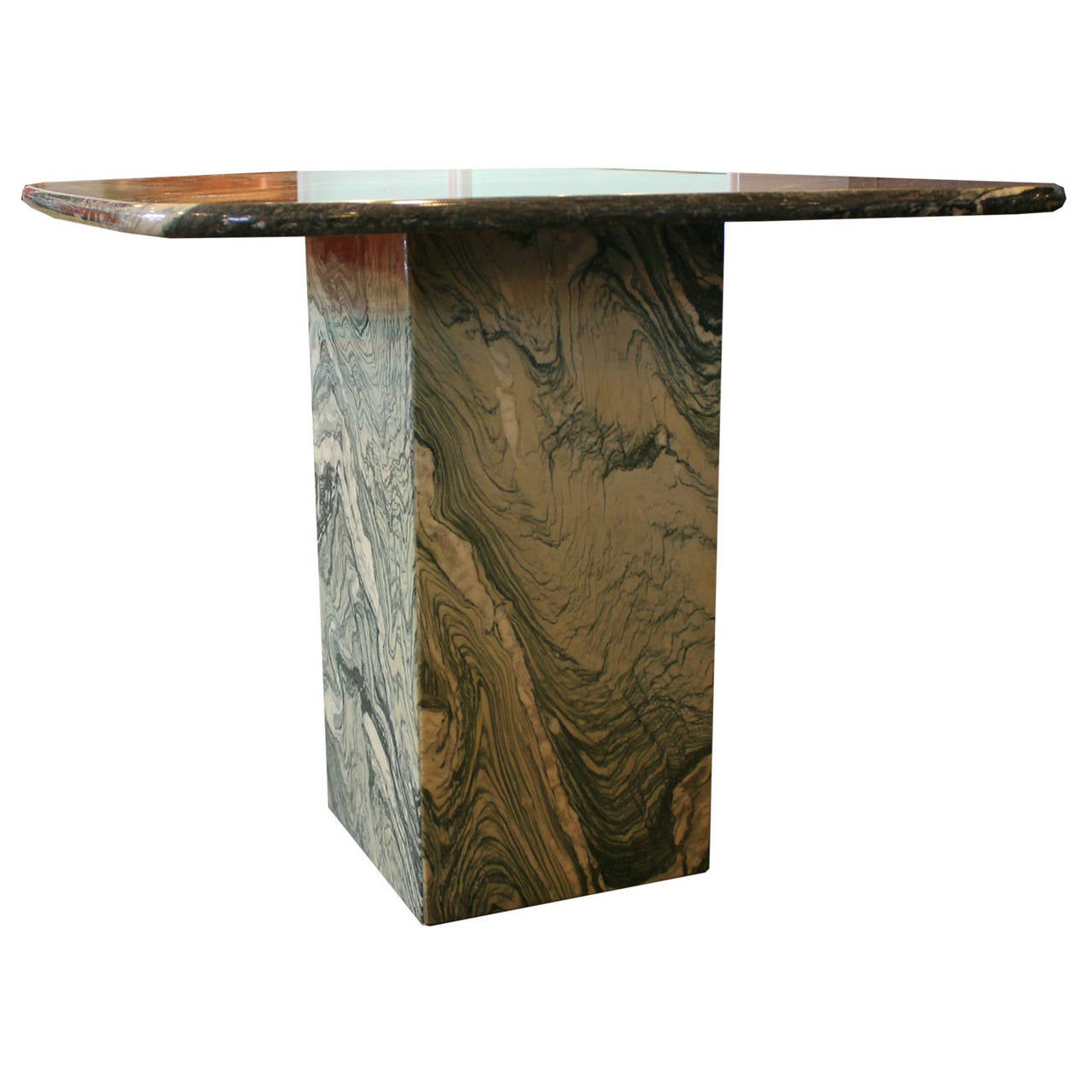 Mid-20th Century Stunning Green and White Marble Side Table