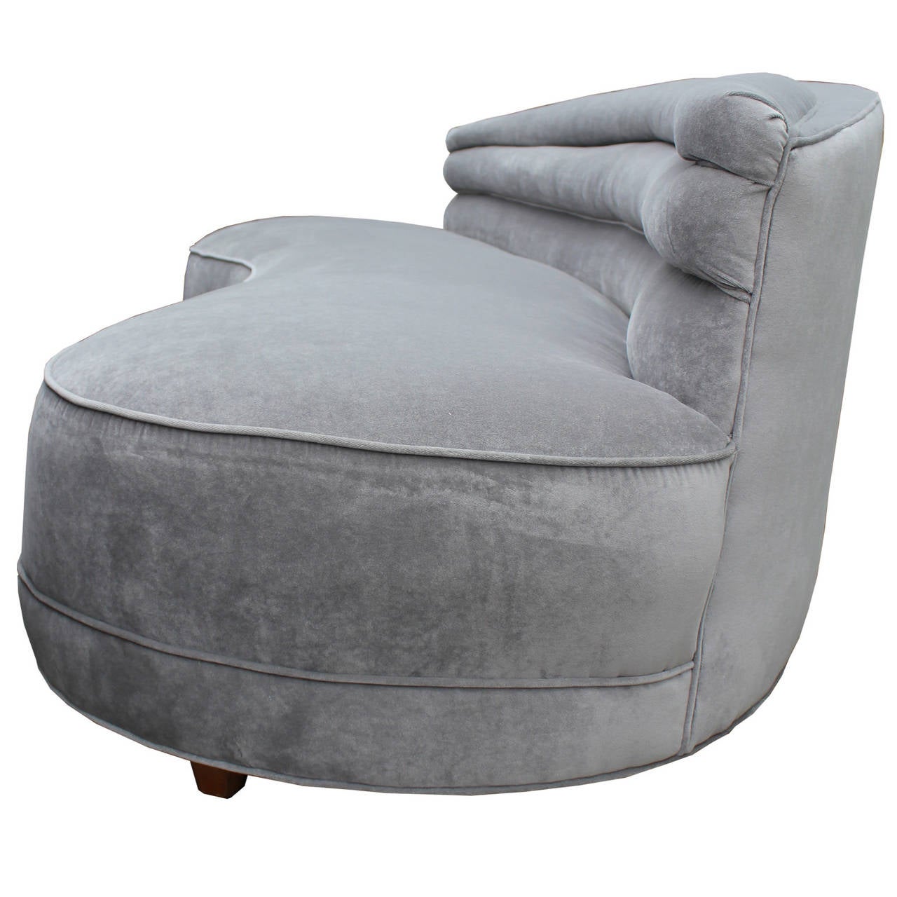 Mid-20th Century Luxe Curved and Grey Velvet Sofa