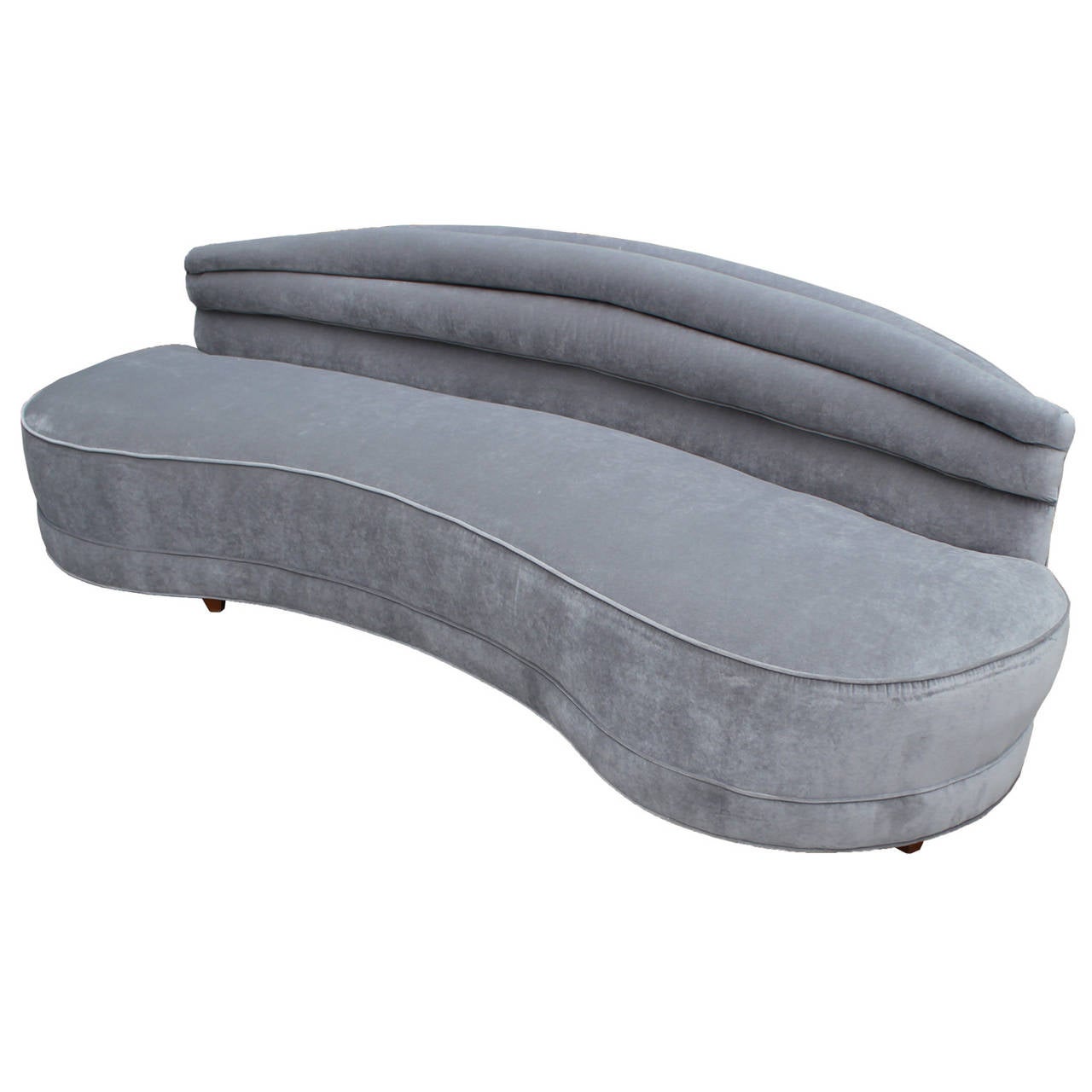 Luxe Curved and Grey Velvet Sofa 3