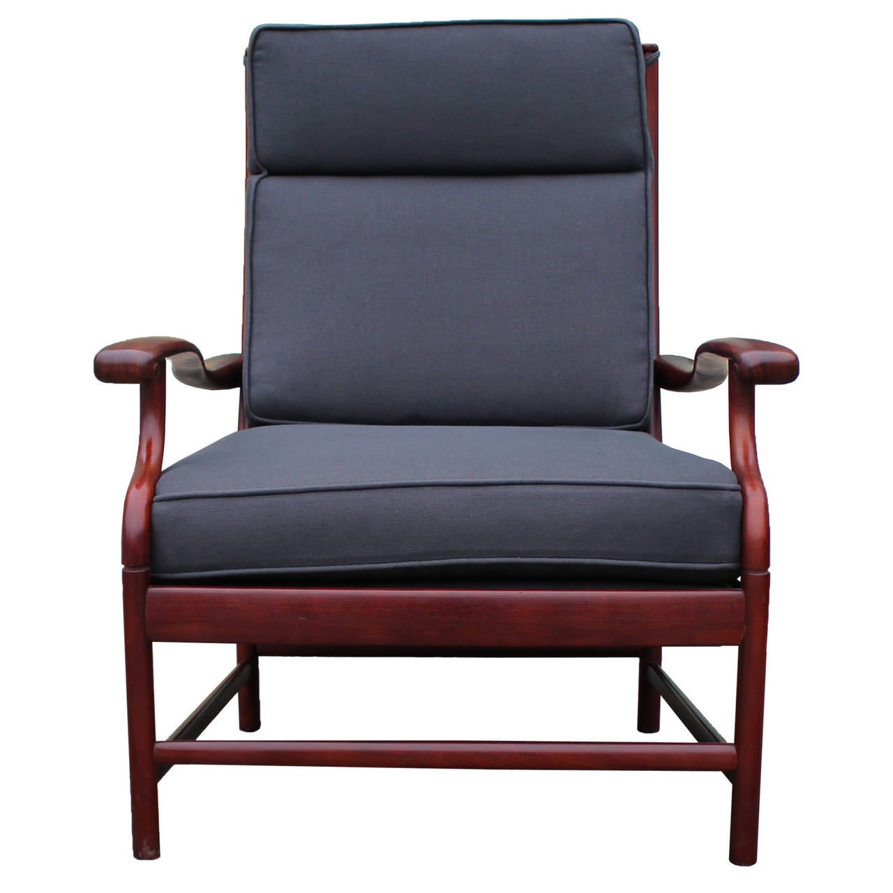 Teak Rolled Arm Ladder Back Scandinavian Armchair
