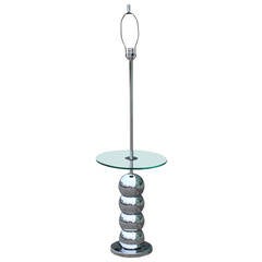 Mid Century Modern Chrome and Glass Laurel Bubble Lamp Table