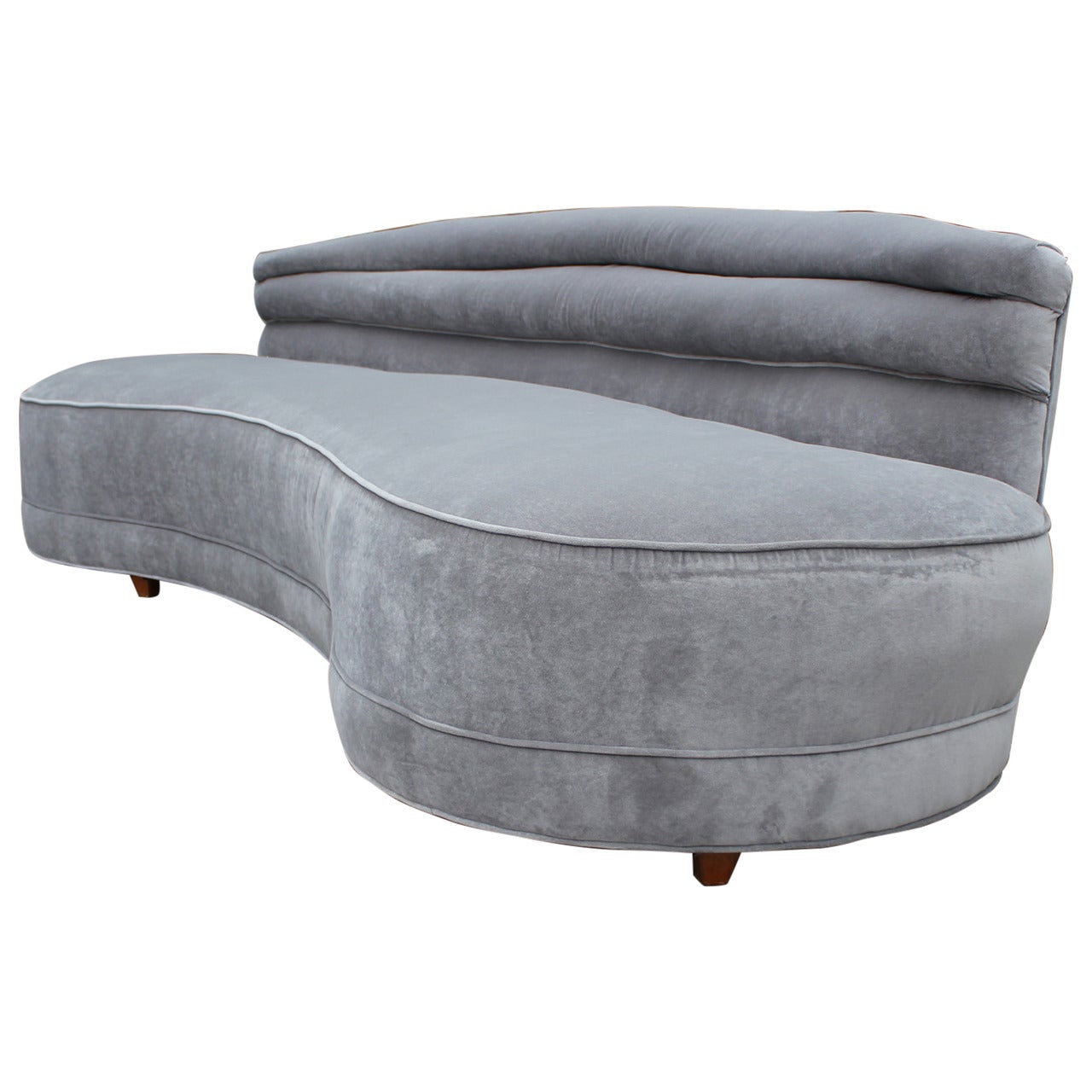 Luxe Curved and Grey Velvet Sofa
