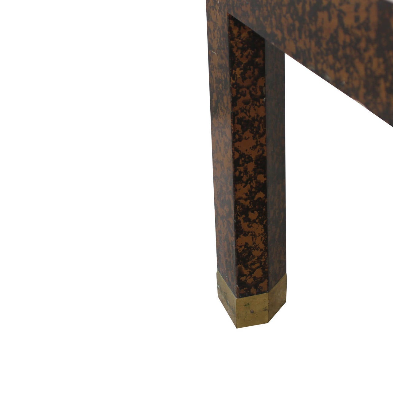 Faux Tortoise Shell Henredon Tables with Brass Feet In Excellent Condition In Houston, TX