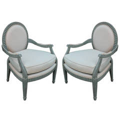 Stunning Pair of Hollywood Regency Scalloped Edge Donghia Style Lounge Chairs 4