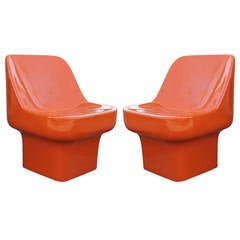 Douglas Deeds Glossy Orange Lacquered Fiberglass Chairs