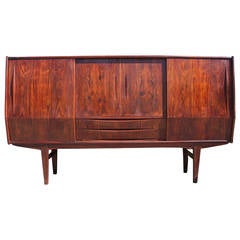 Stately Danish Rosewood Sliding Door Sideboard / Bar