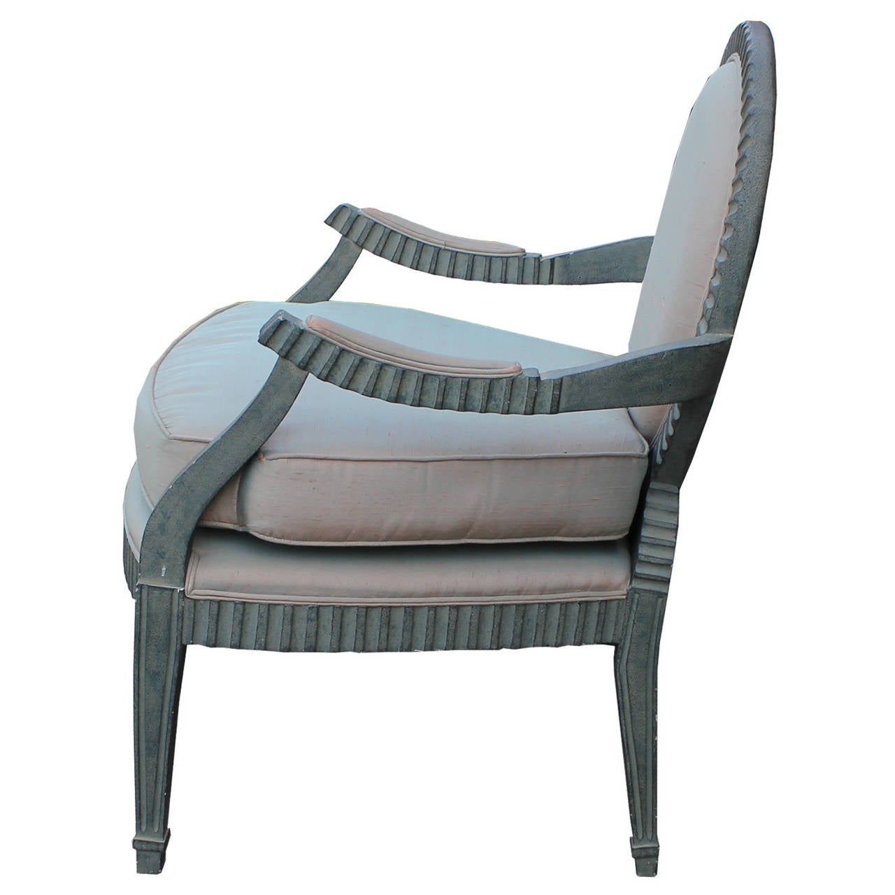 Stunning Pair of Hollywood Regency Scalloped Edge Donghia Style Lounge