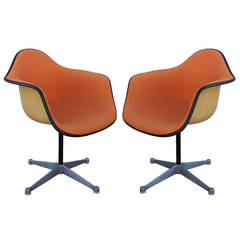 Retro Pair of Herman Miller Eames Swivel Bucket Chairs