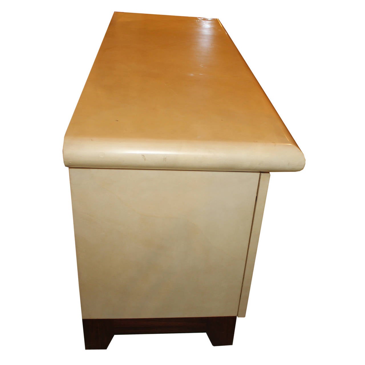 Late 20th Century Mid Century Modern Karl Springer Style Goat Skin Sideboard with Walnut Base