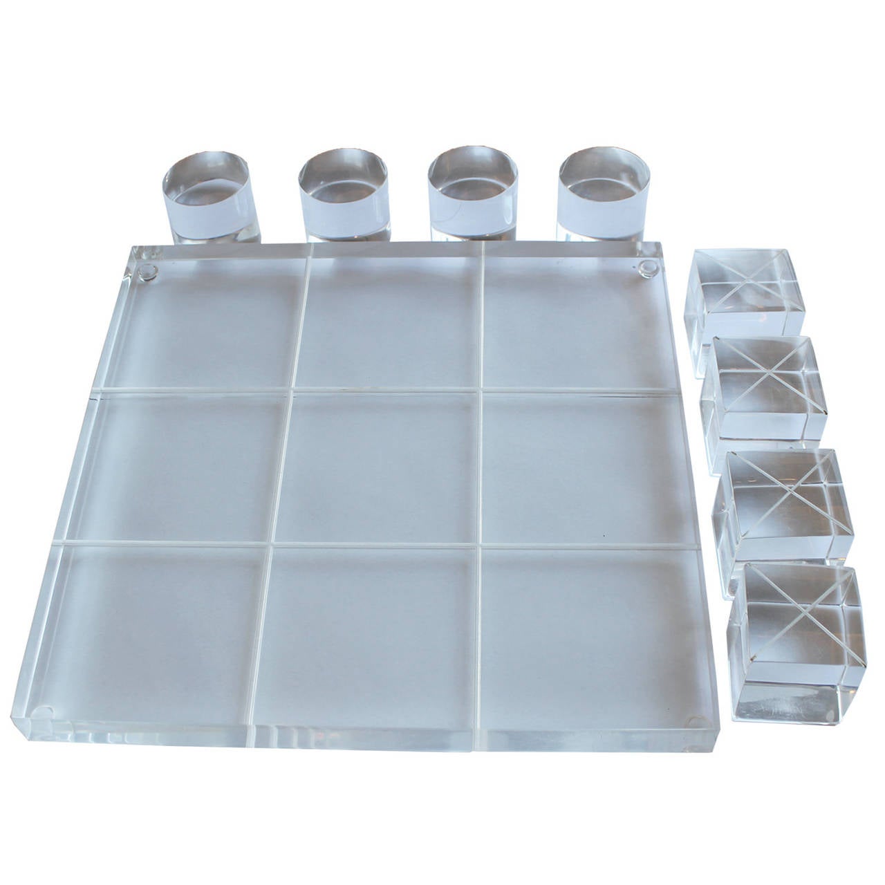 Ultra luxe lucite tic tac toe set by Van Teal. Set includes board, four 