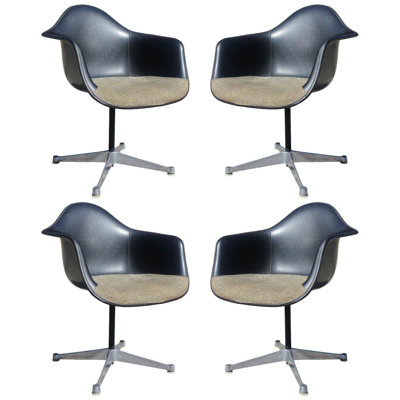 Set of Four Herman Miller Eames Swivel Bucket Chairs
