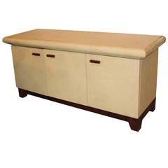 Mid Century Modern Karl Springer Style Goat Skin Sideboard with Walnut Base 9