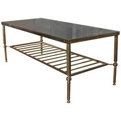 Elegant Brass and Glass Coffee Table in the Style of Maison Baguès