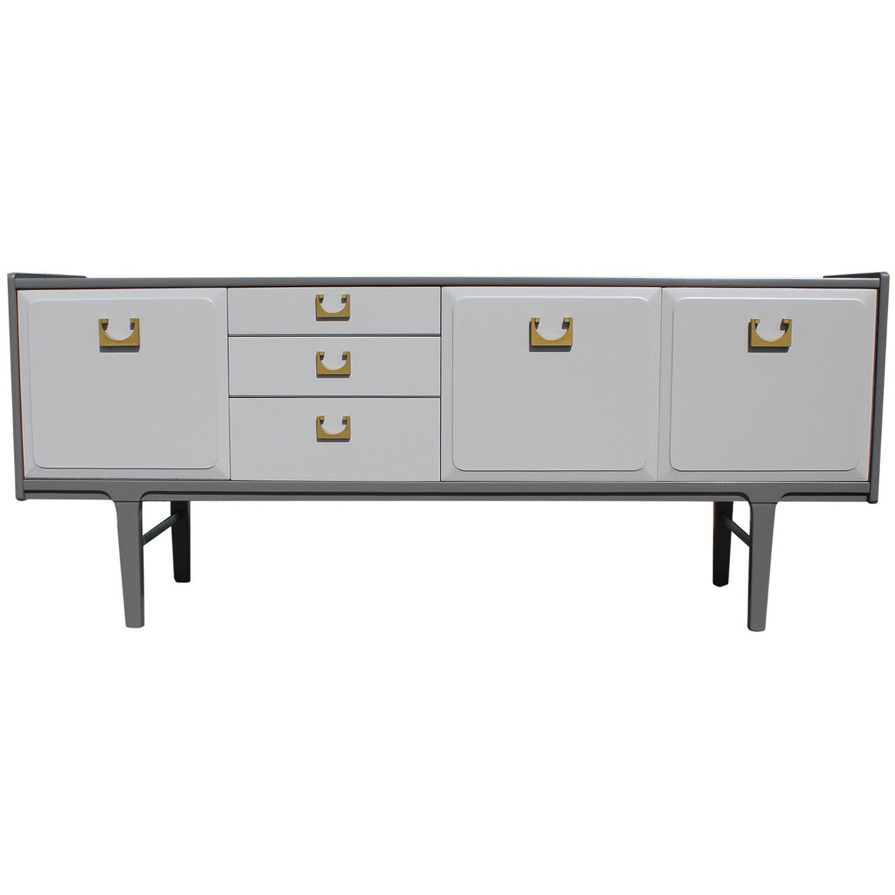 Incredible Two Tone Grey Sideboard with Brass Handles