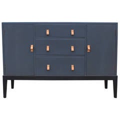 Vintage Superb Grey Sideboard or Buffet with Leather Handles