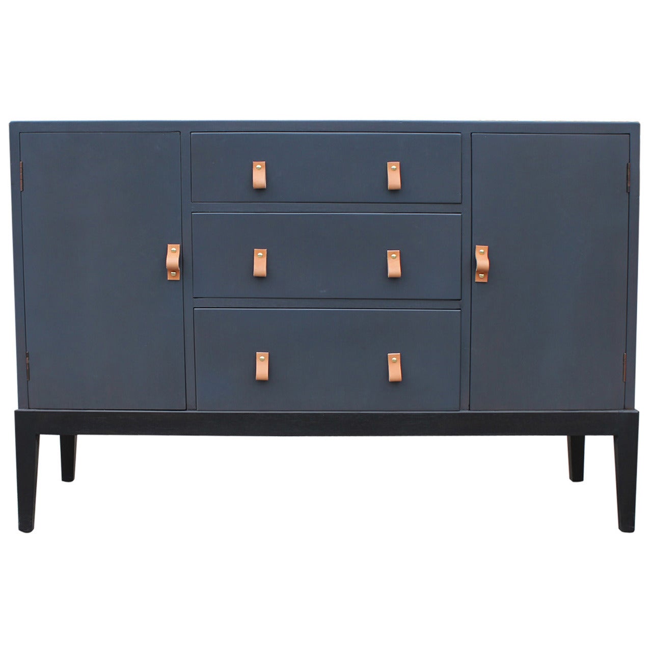 Superb Grey Sideboard or Buffet with Leather Handles