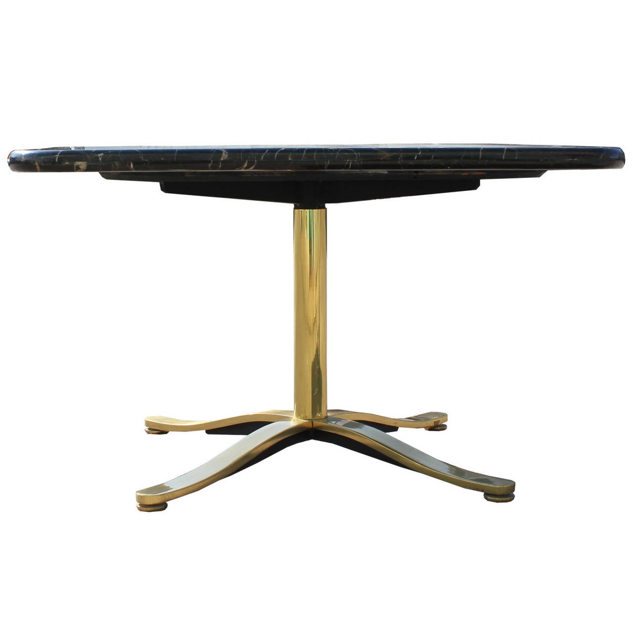 Mid-Century Modern Heavy Brass and Marble Luxe Zographos Style Table
