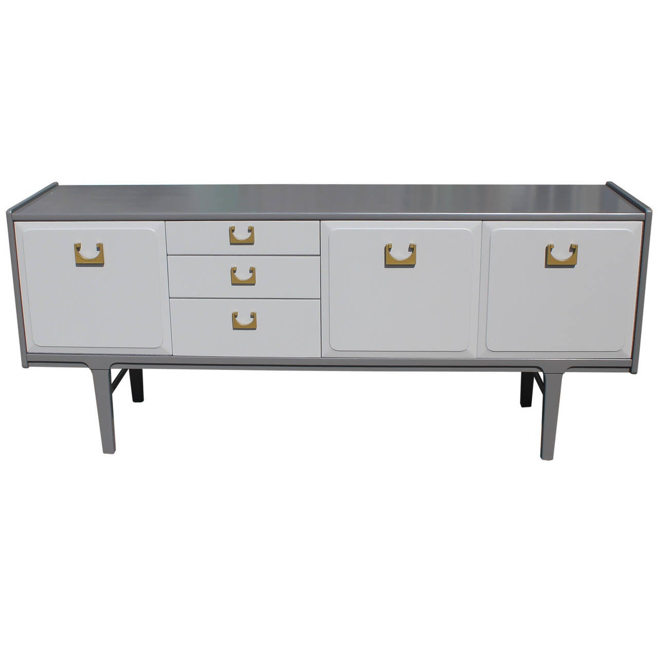 European Incredible Two Tone Grey Sideboard with Brass Handles