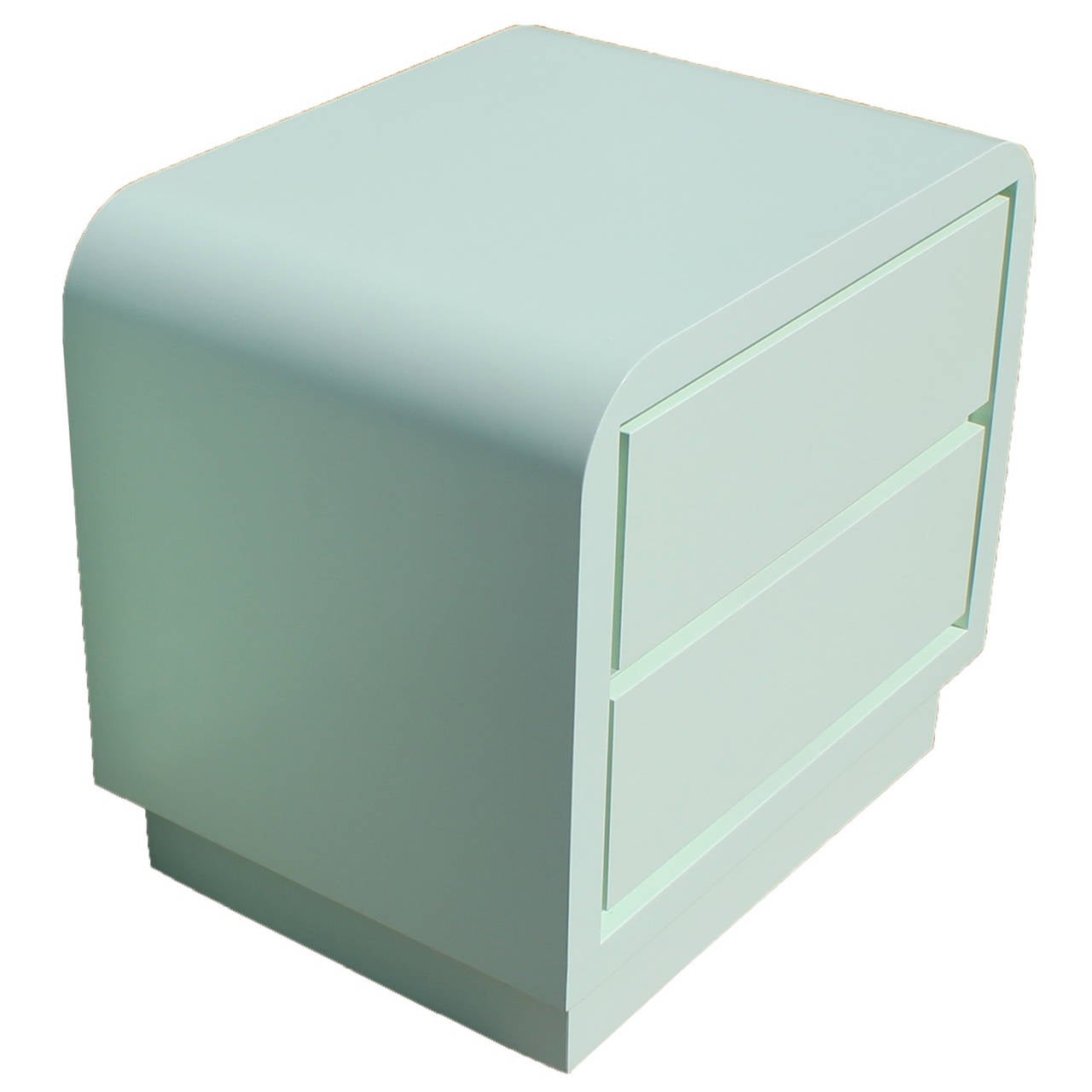 American Luxe Mint Lacquered Karl Springer Style Nightstands