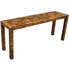Parson Style Olive Burl Wood Console Table