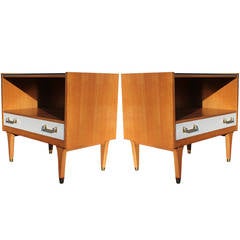 Retro Fabulous G Plan Nightstands with Brass Handles