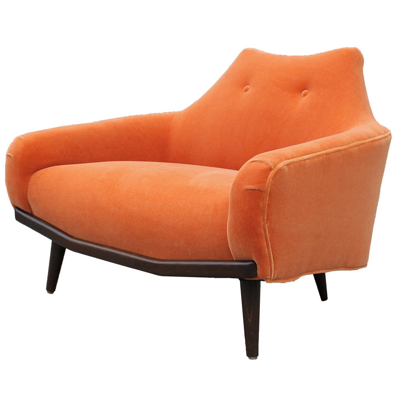 Plush Pair of Orange Mohair Lounge Chairs at 1stDibs