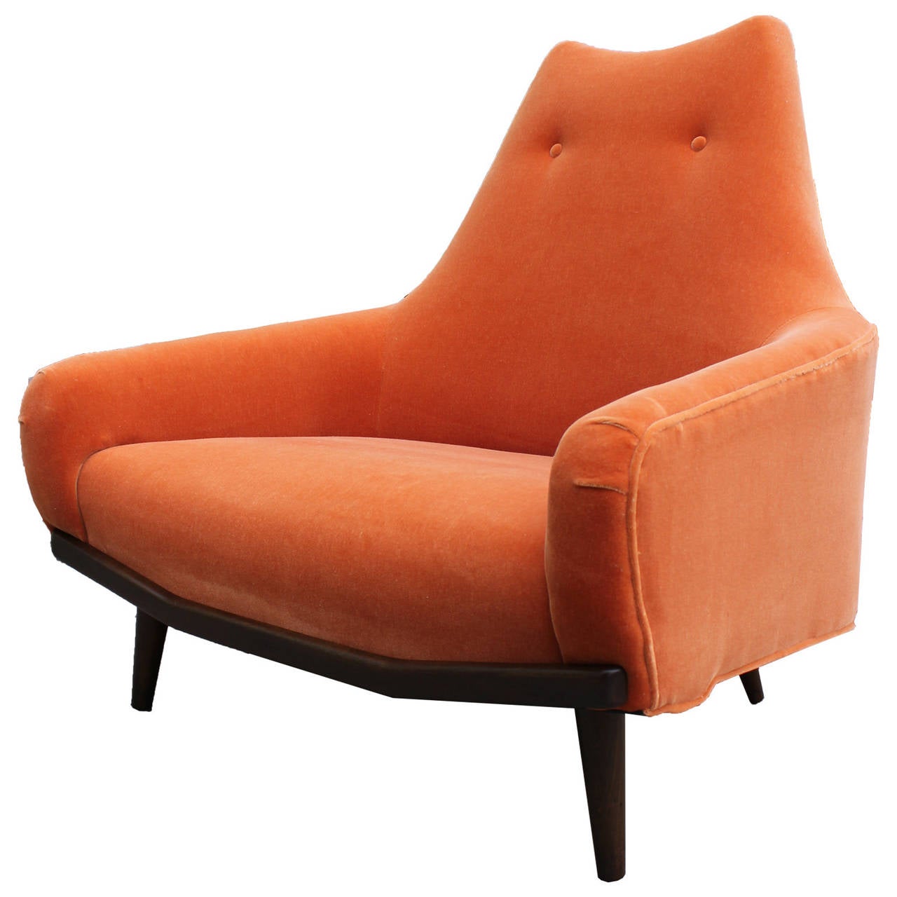 Plush Pair of Orange Mohair Lounge Chairs at 1stDibs