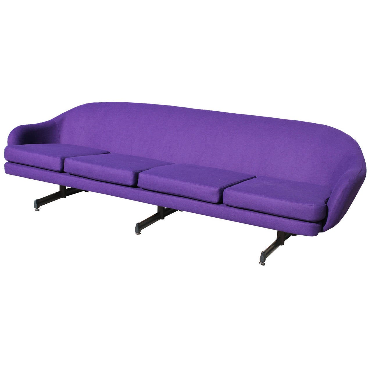 Beautiful and bold Danish sofa restored in purple divina wool.