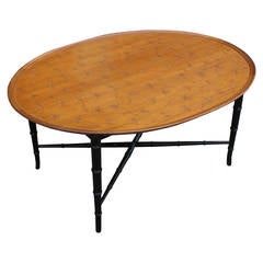 Kittinger Incised Coffee Table with Faux Bamboo Legs