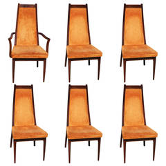 Brown Saltman Set of Six Highback Dining Chairs