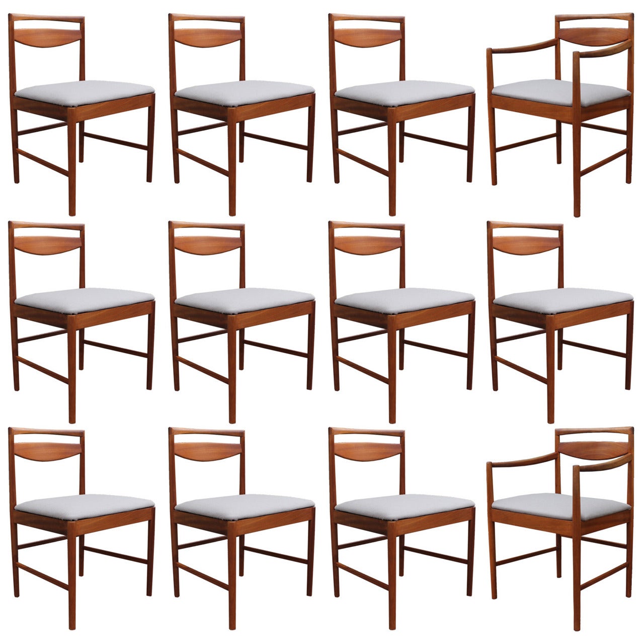 Set of Twelve Solid Teak McIntosh Dining Chairs