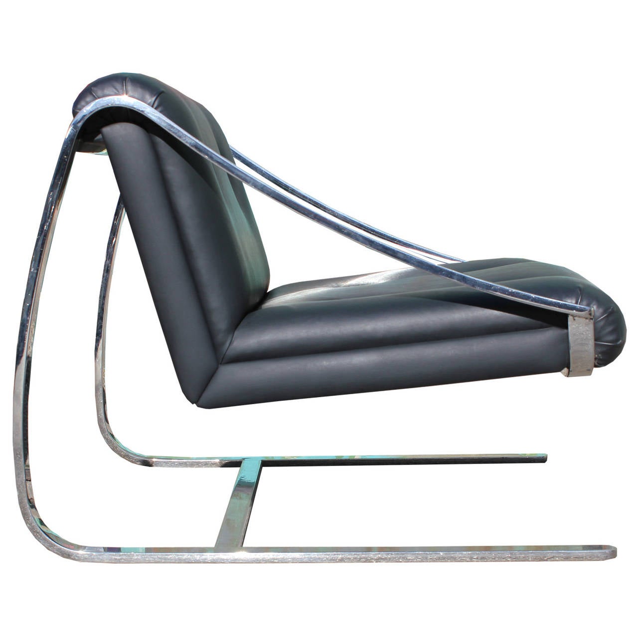 Mid-Century Modern Luxe Pair of Cantilevered Brueton Plaza Lounge Chairs by Charles Gibilterra