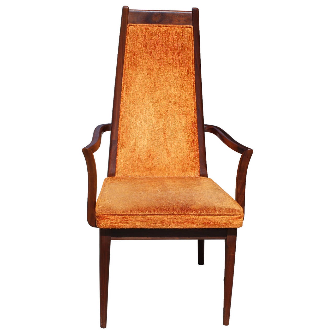 Mid-Century Modern Brown Saltman Set of Six Highback Dining Chairs