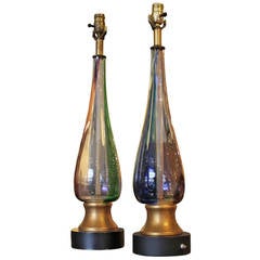 Pair of Tri Color Murano Glass Lamps