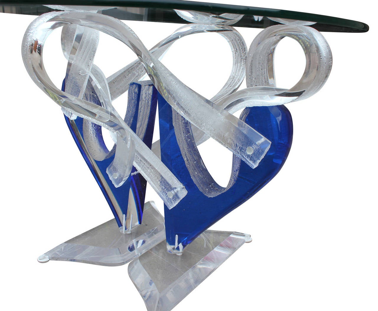 Pair of Stunning Cobalt Blue Lucite Side Tables In Excellent Condition In Houston, TX