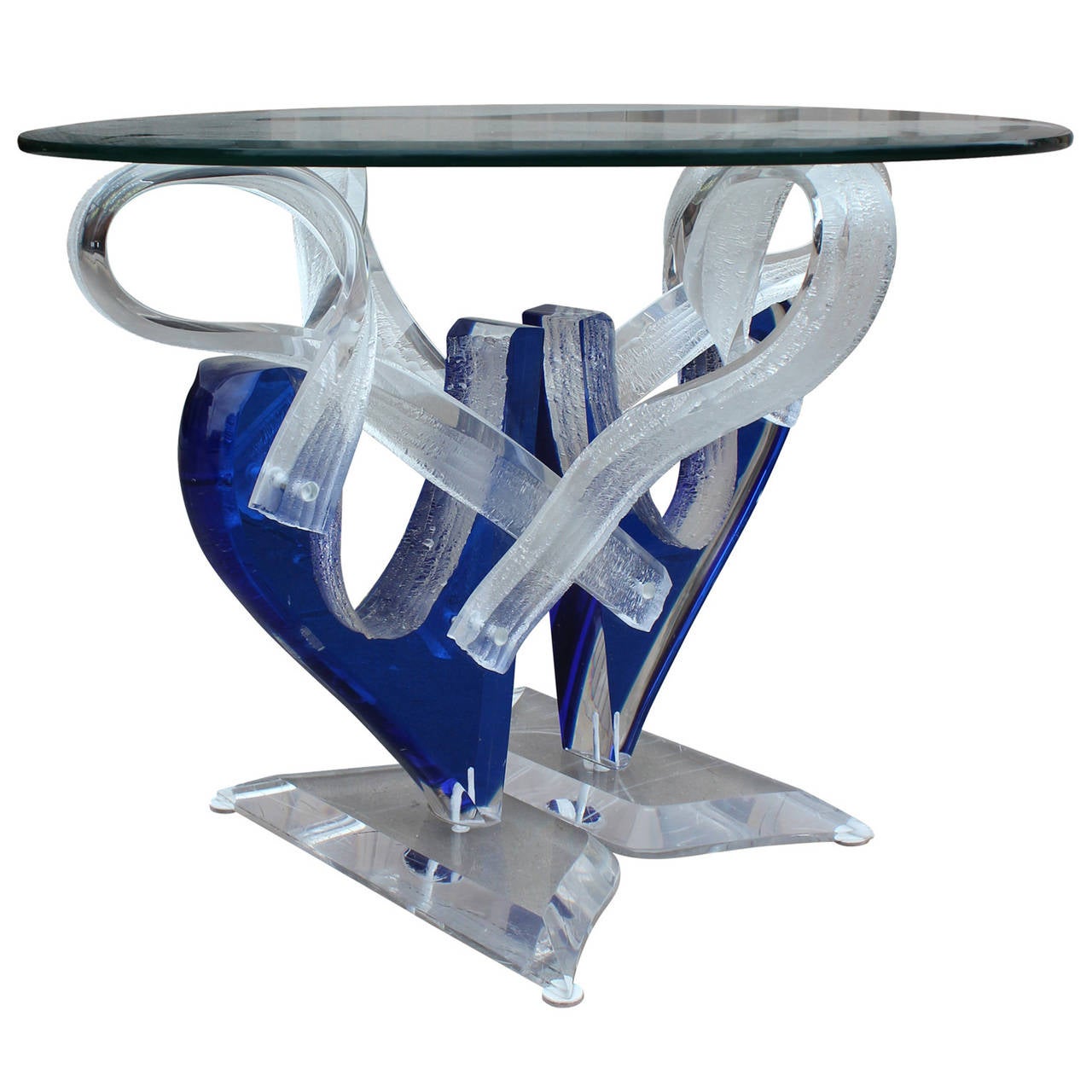 American Pair of Stunning Cobalt Blue Lucite Side Tables