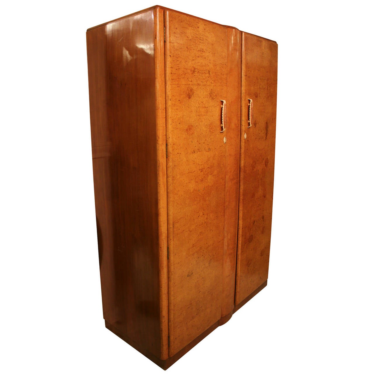 Schöne Art Deco Wurzelholz Schrank mit Bakelit Griffe
