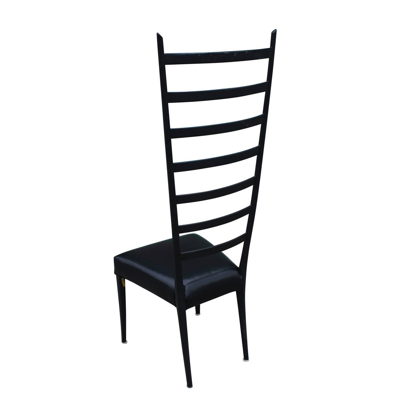 Mid-Century Modern Italian Tall Ladder Back Leather Chair