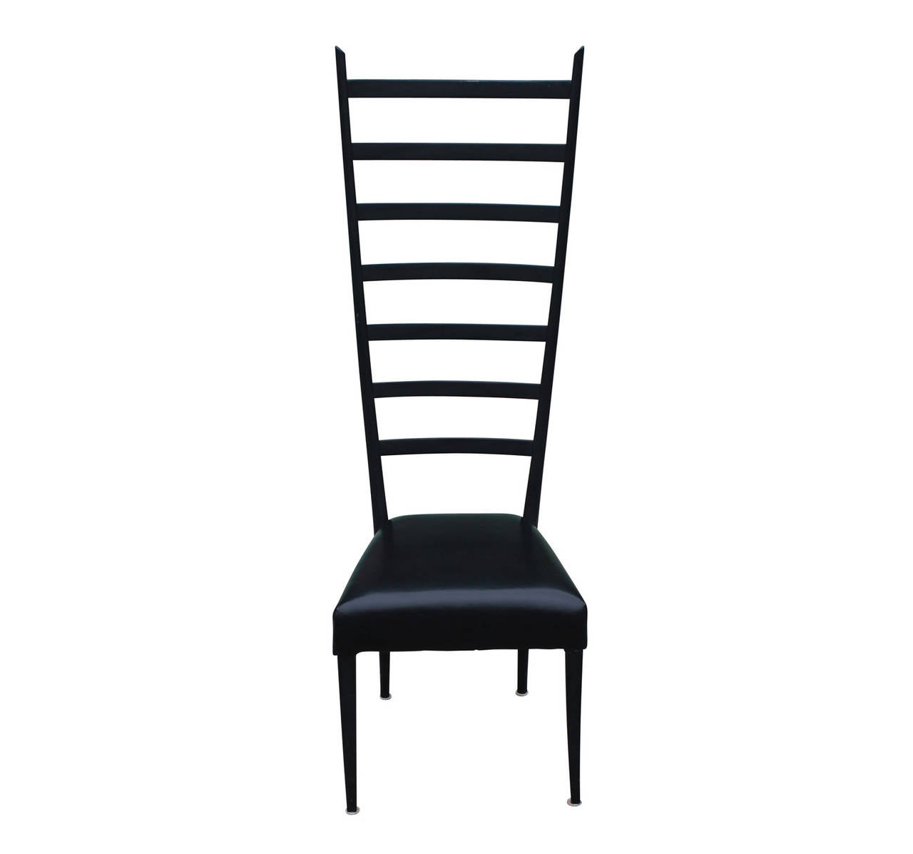 Beautiful, tall ladder back chair in the style of Gio Ponti. Chair retains original lable reading 