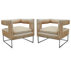 Pair of Milo Baughman Open Back Lounge Chairs