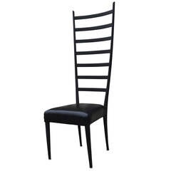 Italian Tall Ladder Back Leather Chair