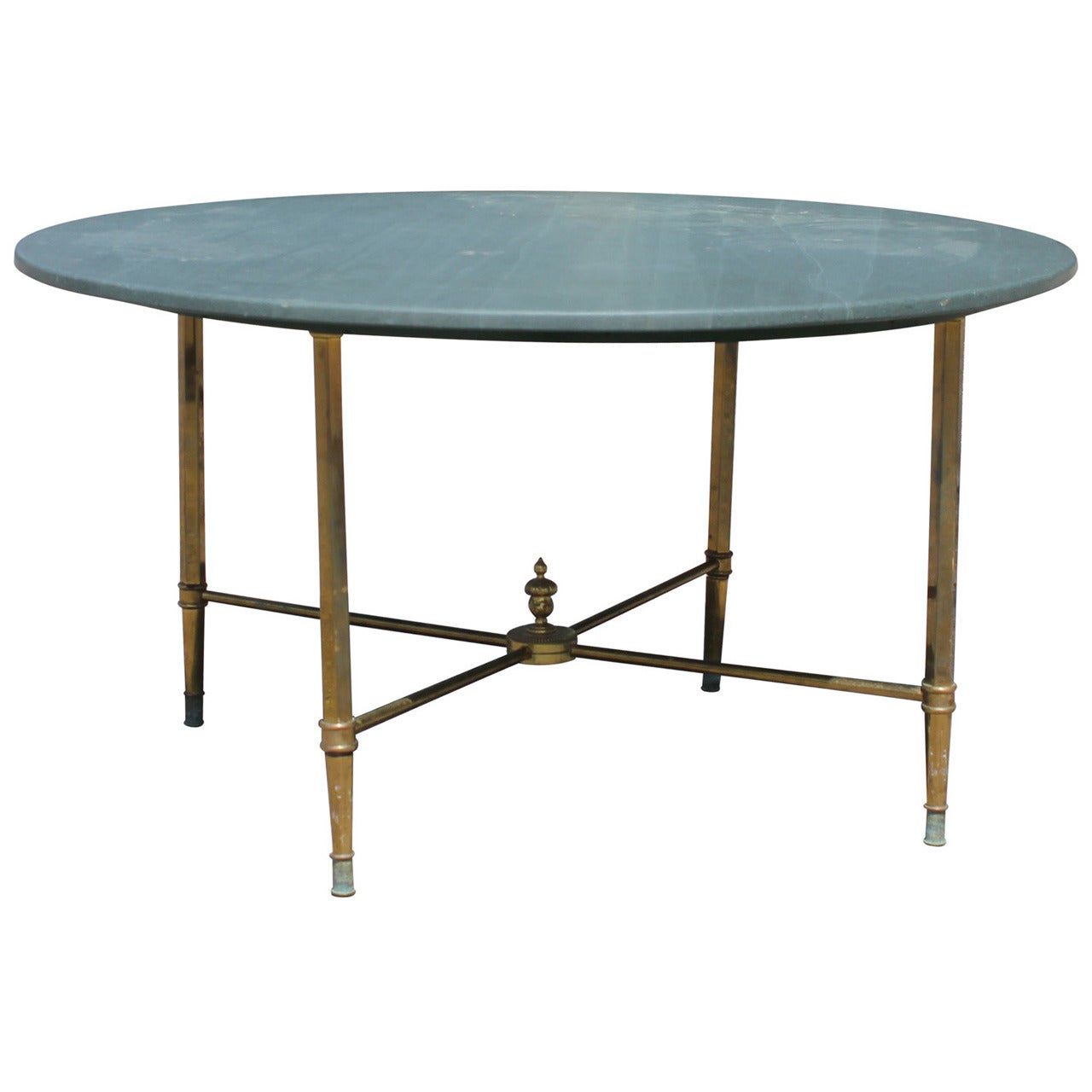 Hollywood Regency Slate and Brass French Cocktail Table