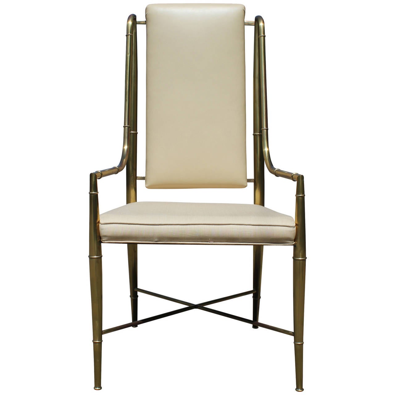 Set of Eight Mastercraft Brass Faux Bamboo Dining Chairs