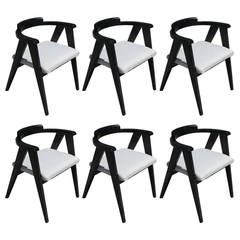 Set of Six Allan Gould Compass Dining Chairs