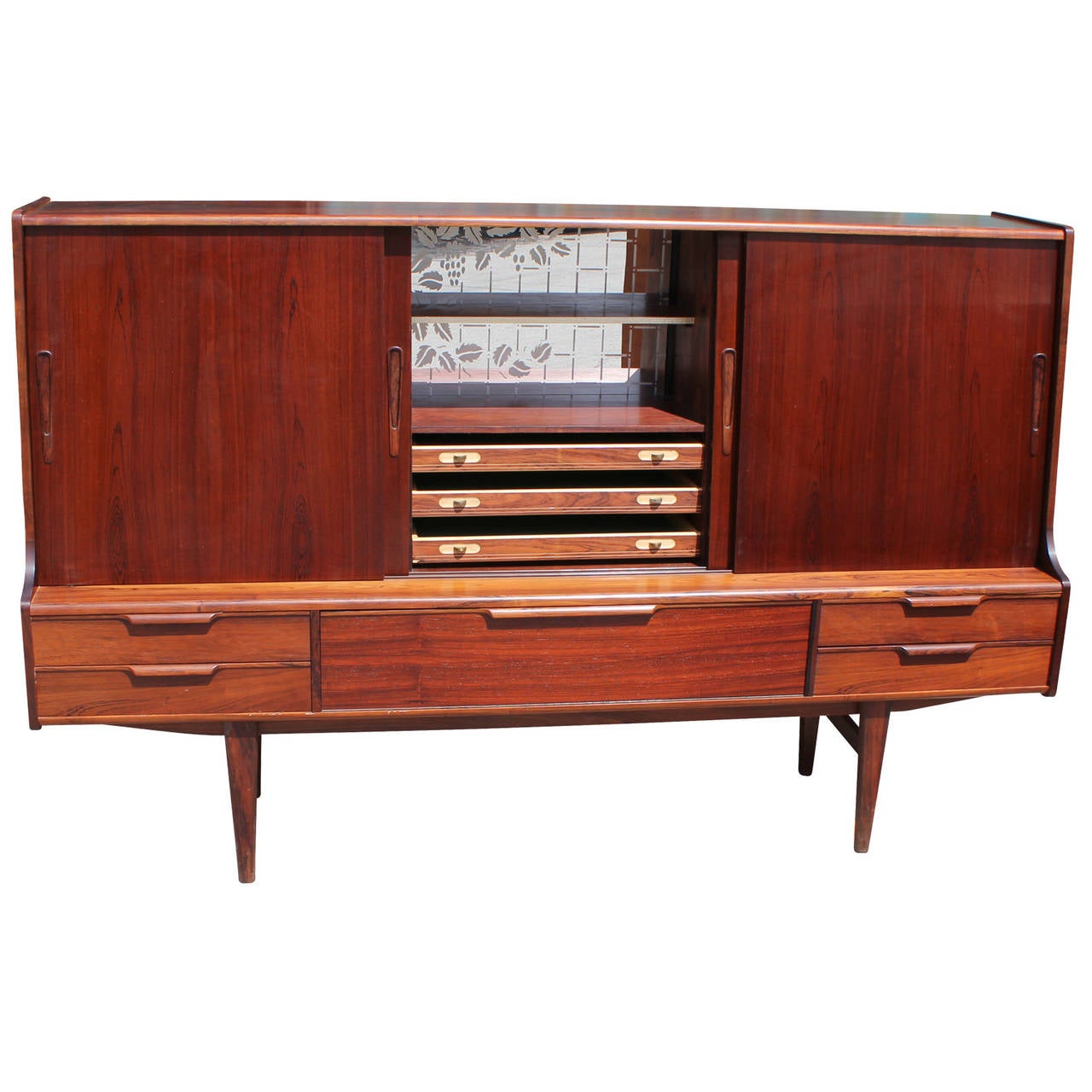 Incredible Mid Century Modern Tall Rosewood Danish Sideboard or Dry Bar In Excellent Condition In Houston, TX