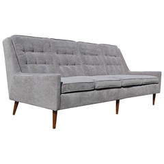 Four-Seat Sofa Grey Velvet Baughman Style Sofa