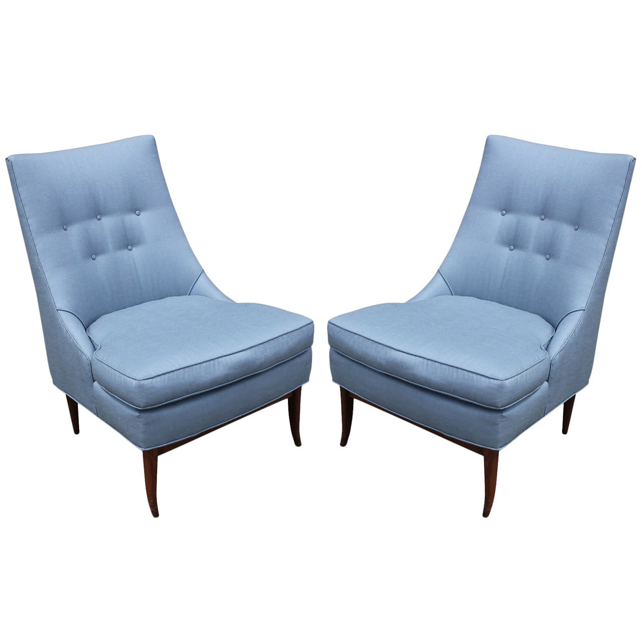 Elegant Pair of Harvey Probber Style Slipper Chairs