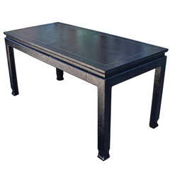 Navy Raffia Covered Karl Springer Style Desk