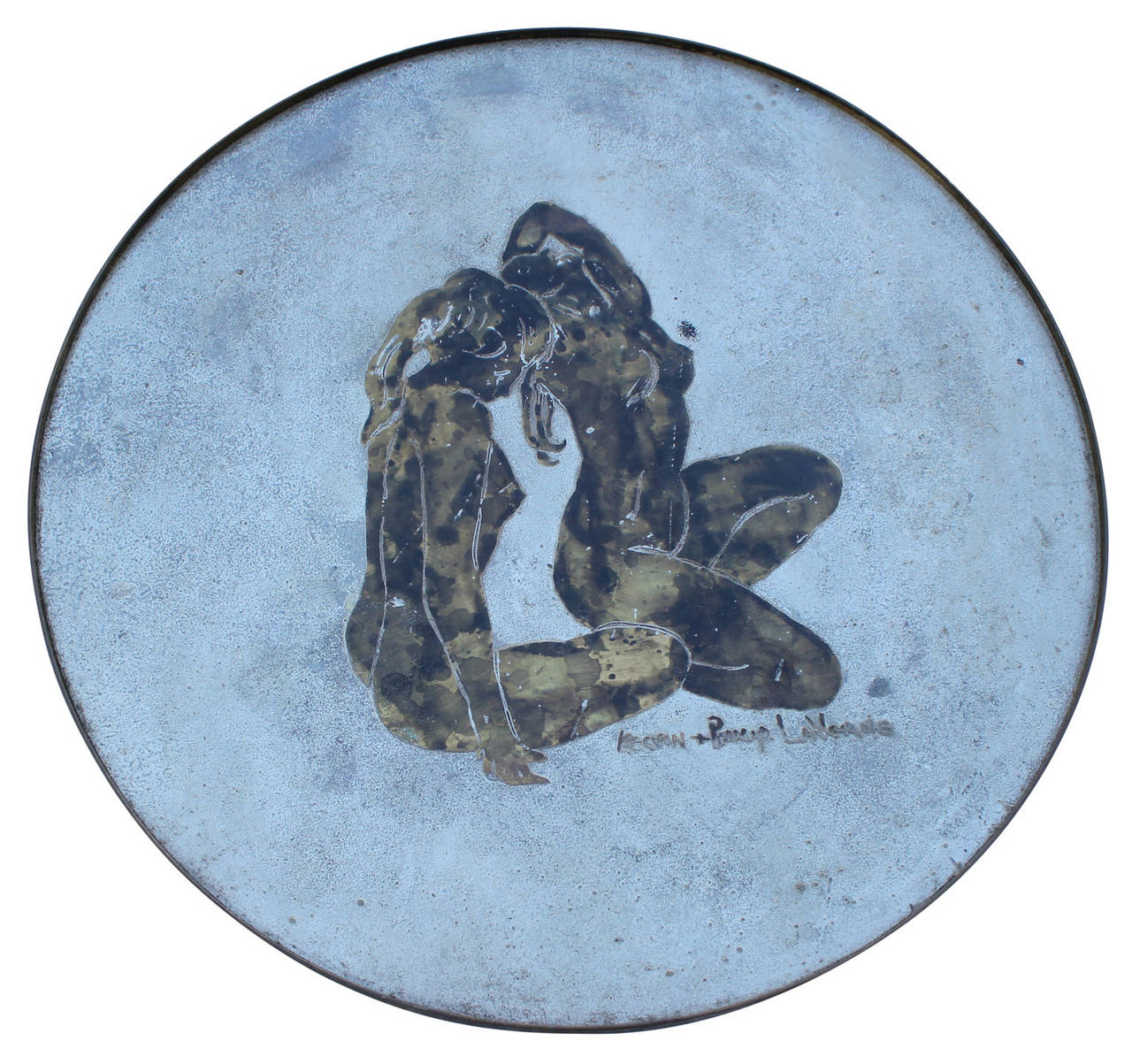 Philip and Kelvin LaVerne Side Table with Nude Women Motif