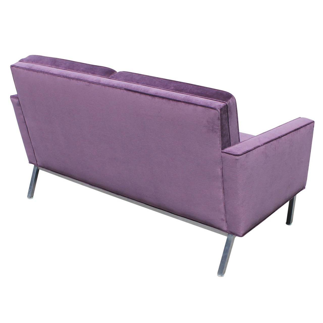 American Luxe Purple Velvet and Chrome Knoll Style Loveseat